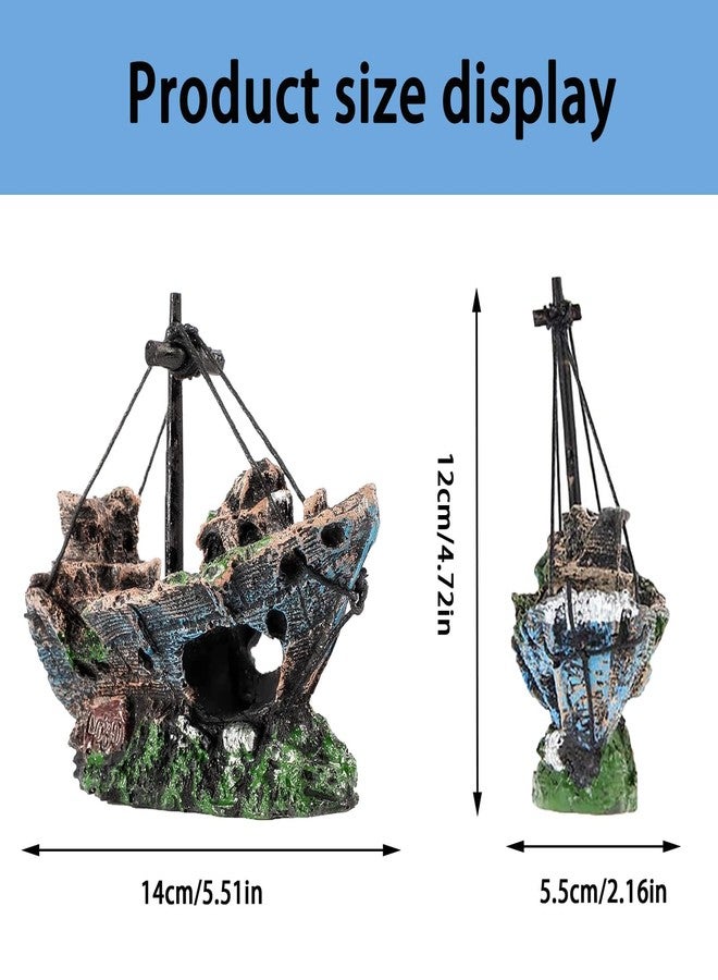 Pmeixcy Fish Tank Decorations, Pirate Ship Ornament for Aquarium, Resin Fish Tank Accessories, 7.5 * 2.5 * 5.5cm Decorative Piece for Any Location - Image 2